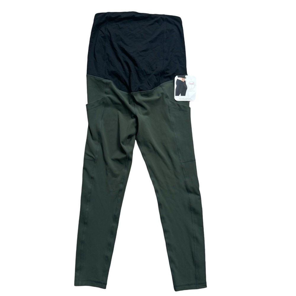 Isabel Maternity Leggings Active Full Length Crossover Panel Green Black New Sm